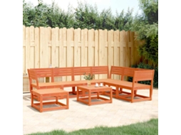 Vidaxl 7 Pcs Conjunto Lounge De Jardim Pinho Maciço Castanho-mel
