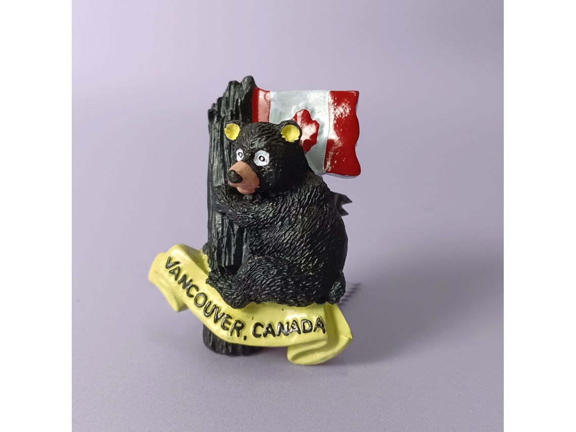 (urso Com A Bandeira Do Canadá) Ímã De Geladeira Da América Do Norte, Canadá, Lembrancinha Da Cidade, Ímã De Resina