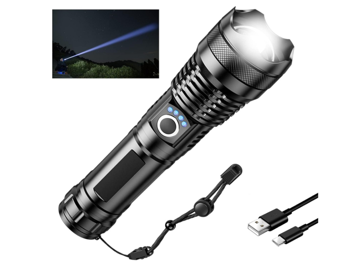Lanternas Led De Alto Lúmen Recarregável, 10000 Lúmen Xhp50 Lanterna Tática Super Brilhante, Luz De Flash De Alta Potência Tocha Portátil Po