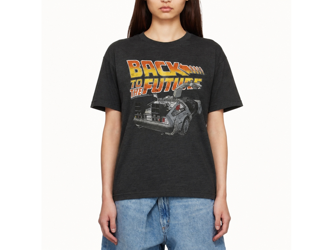 Rockinstone Back To The Future Movie Btf Car Heather Black Adult T-shirt Size:s