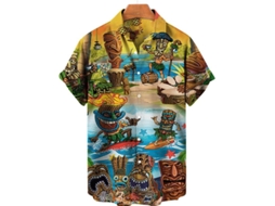 Camisa Casual Hip Hop Para Homem, Manga Curta, Estampa Patchwork, Verão, Tamanhos Xs A 5xl Amarelo