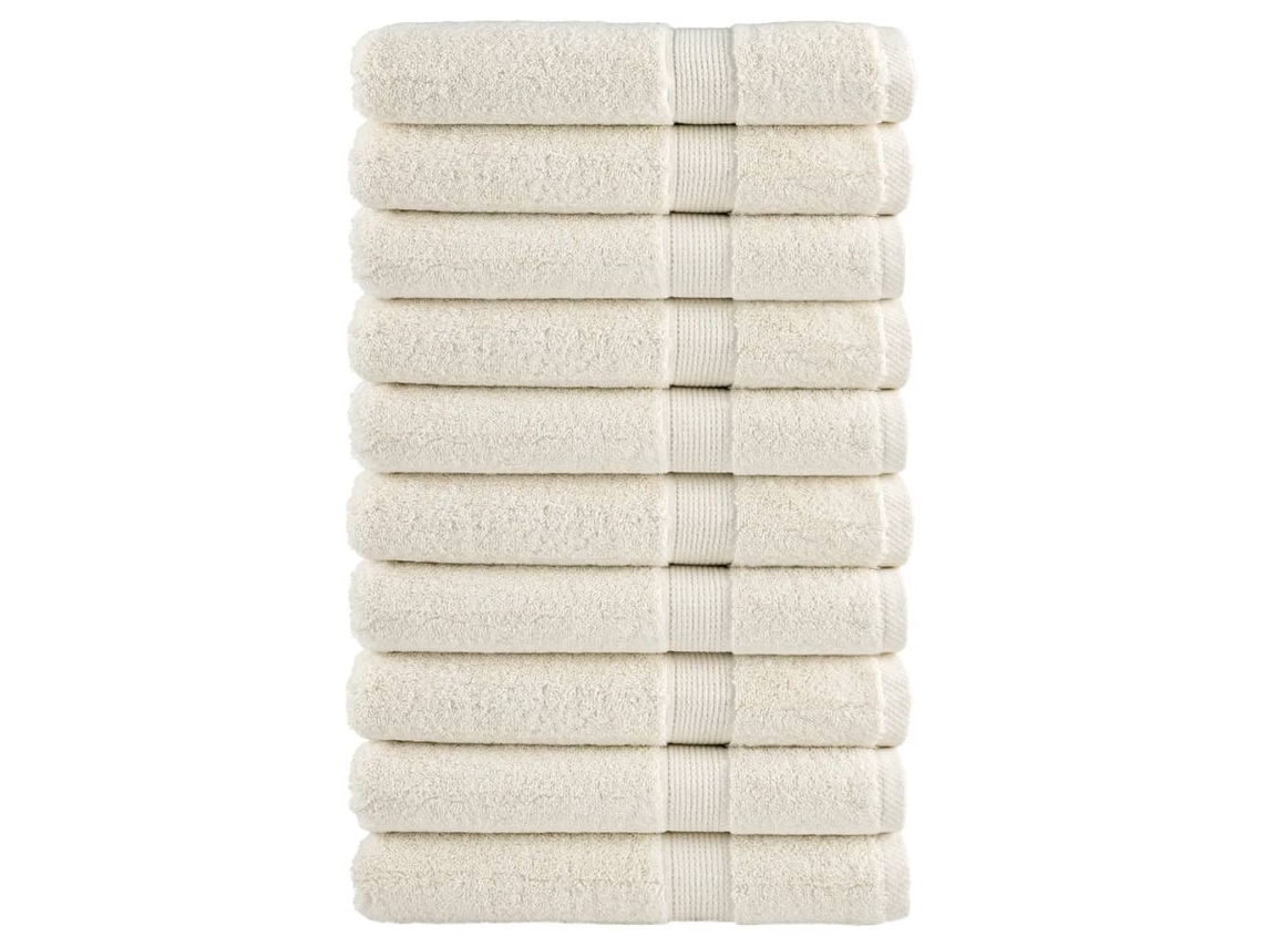 Conjunto 10 Toalha Vidaxl Creme Algodão (200 X 100 Cm)