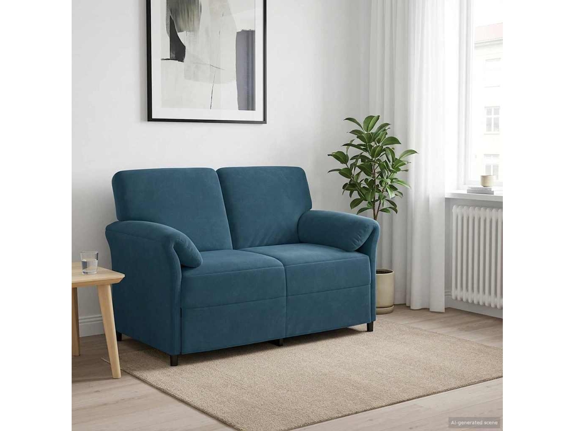 Vidaxl Sofá Para 2 Pessoas Azul 138 X 83 X 95 Cm Veludo