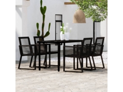 Vidaxl 5 Pcs Conjunto De Jantar Para Jardim Preto