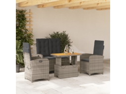 Vidaxl 4 Pcs Conjunto De Jantar P/ Jardim C/ Almofadões Vime Pe Cinza