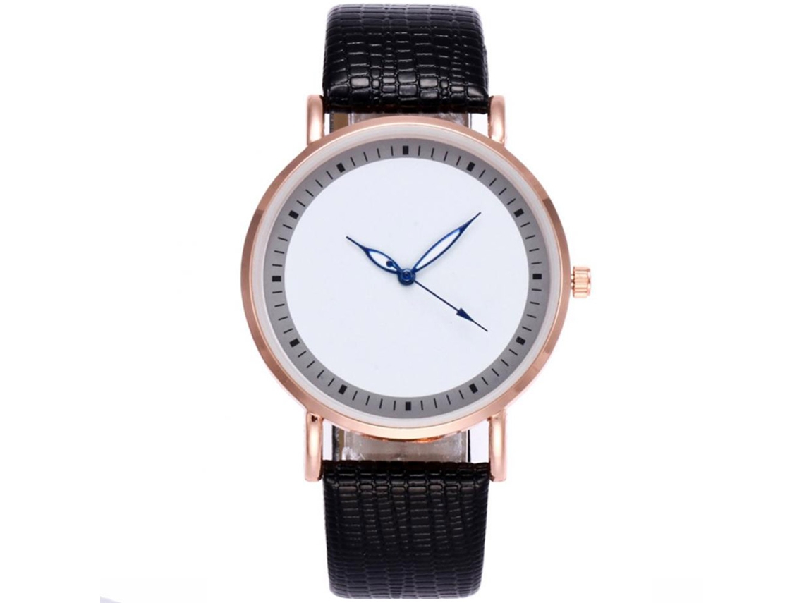 Reloj De Pareja Ultradelgado Luminoso De Cuero Pu Y Aleación De Quartzo (negro)