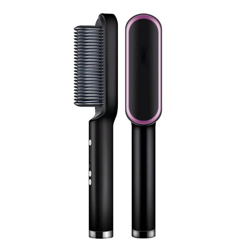 (preto) Pente Alisador De Cabelo Termostático, 5 Configurações De Temperatura, Aquecimento Rápido