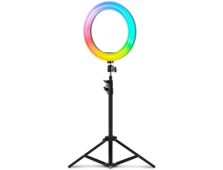 Tripé Com Ring Light Rgb 14para Smartphone Clickonit (universal Altura De 72cm A 210cm Preto)