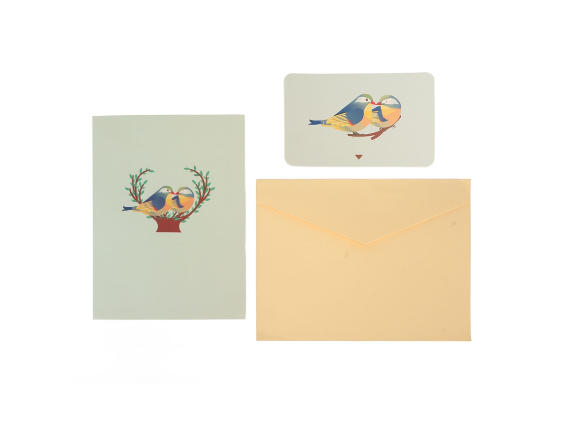 Tarjeta De Saludo 3d Pájaros De Amor Hecha À Mão Para Dia De São Valentim E Festivais