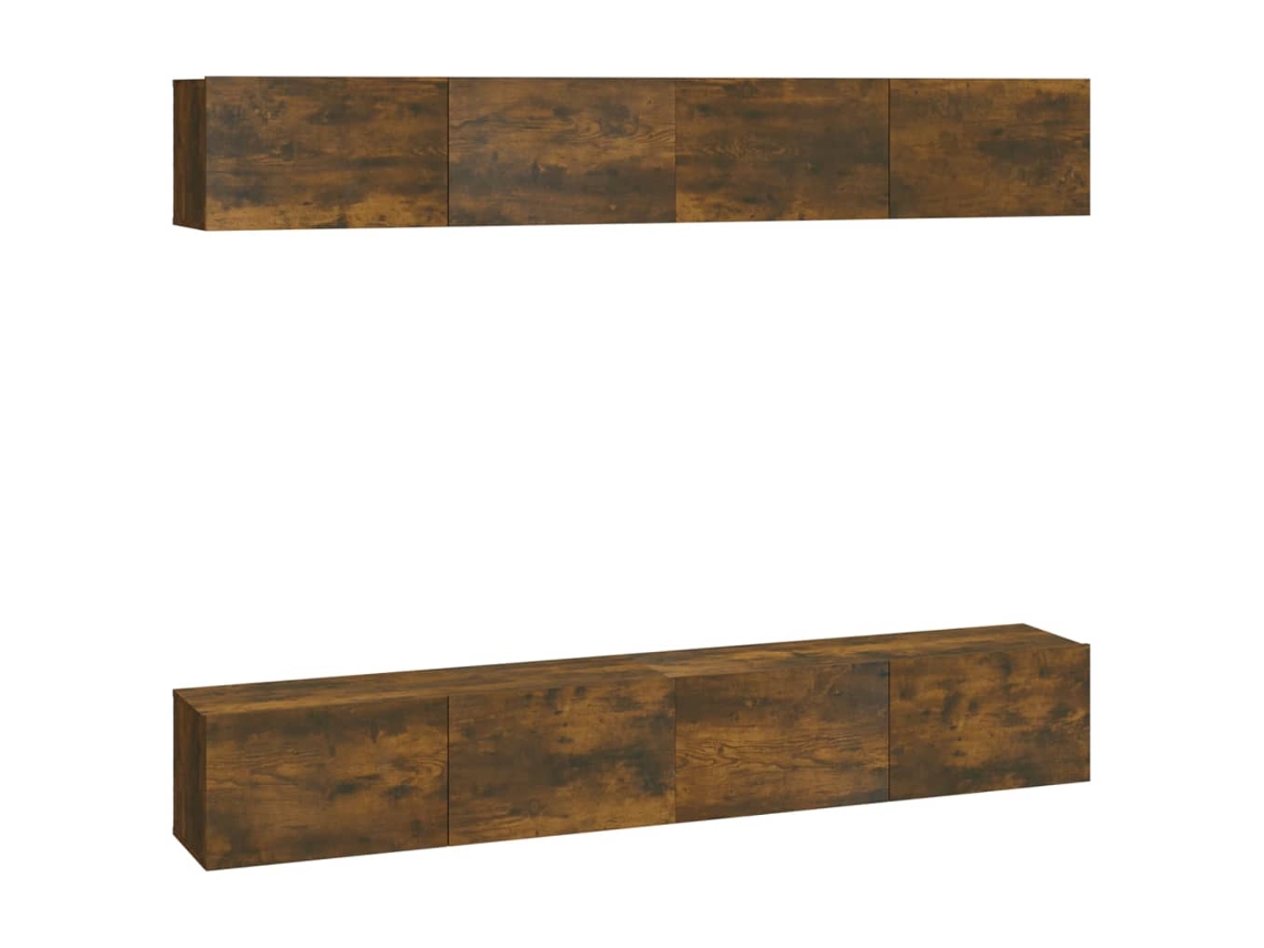 Conjunto de 4 Armários de Parede para TV em Carvalho Fumê 100x30x30 cm MAISON EXCLUSIVE