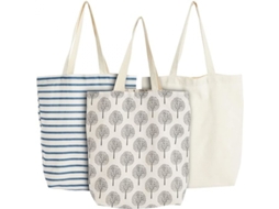 Sacolas De Compras De Algodão (pacote Com 3) - Sacolas De Tecido Resistente Com Alças -