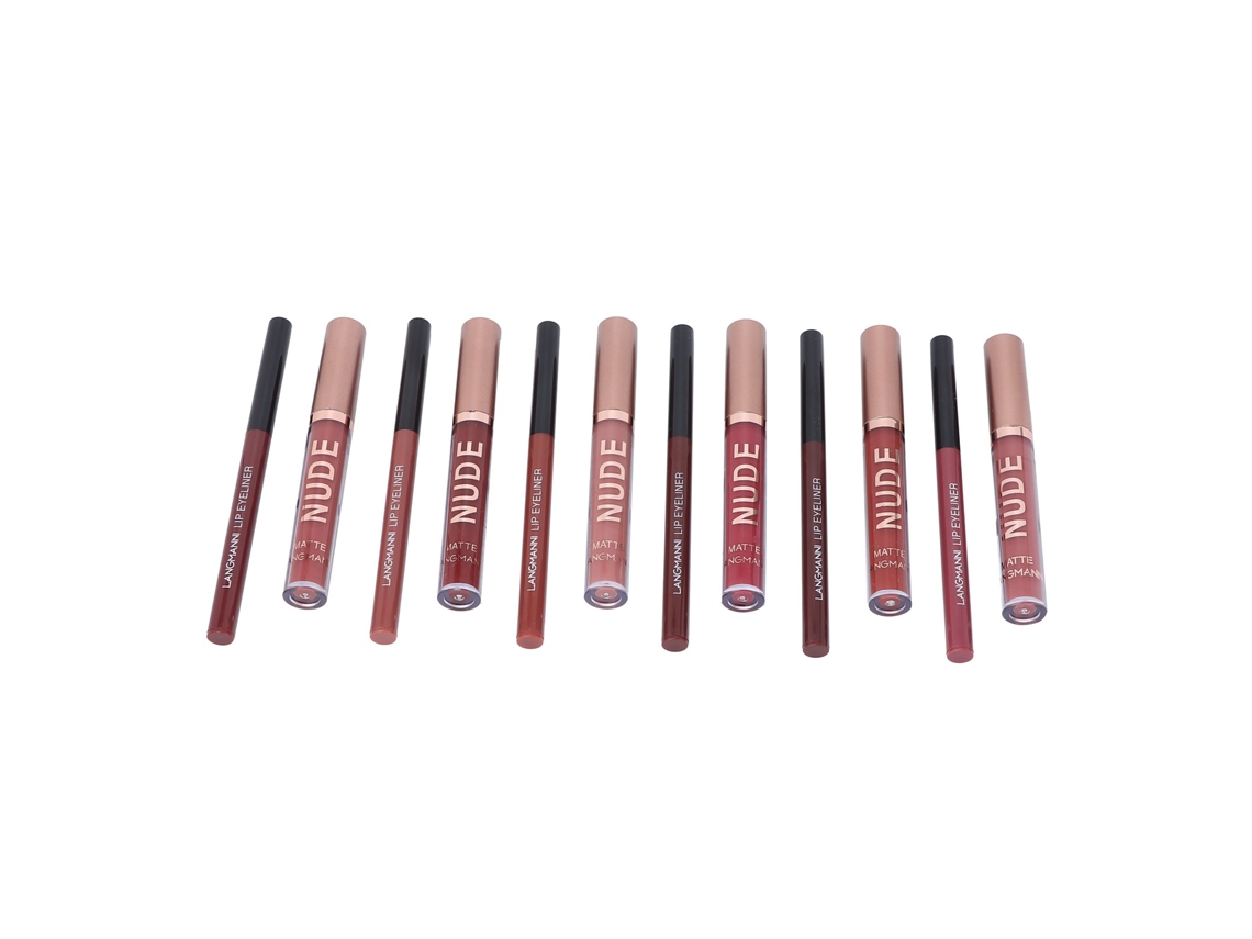 Set De 12 Gloss Labial Mate Y Lápiz Labial Waterproof De Larga Duración Kit De Maquillaje