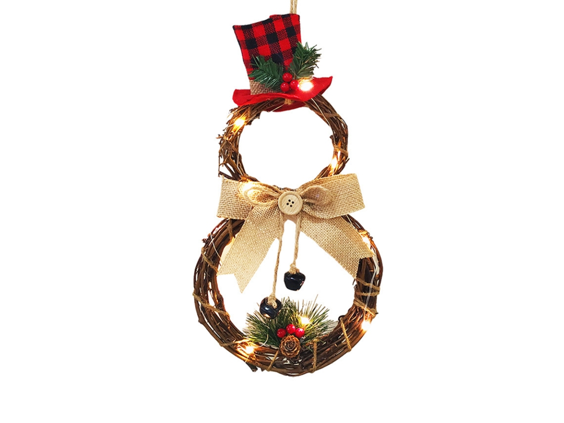 Boneco De Neve Quadro Vermelho Com Luzes Led Decoração Natal