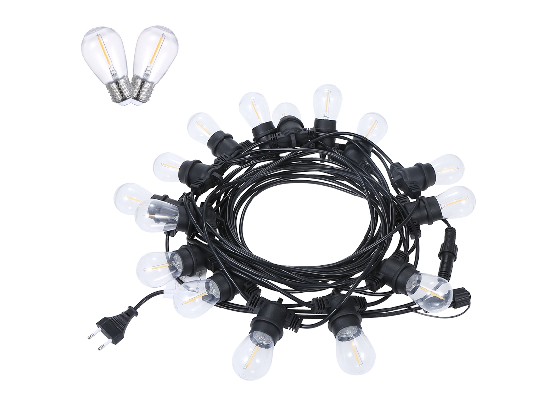 Luz de Corda Jardim Tomshine 16m 15 Tomadas E27 Ip65