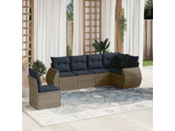 Vidaxl Conjunto De Sofá De Jardim Com 6 Peças E Almofadas Em Rattan Sintético Cinza