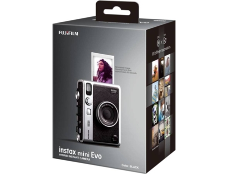 Máquina Fotográfica Instantânea FUJIFILM Instax Mini Evo (Preto - Obturação: 1/4 - 1/8000 s - Li-Ion - 62x46 mm) — Smartphone image print function, remote shooting function, printed image transfer function, firmware upgrade function. 3.0-inch TFT color LCD screen Pixel count: Approximately 460,000 dots. Reprint is possible for images stored in print history (up to 50)