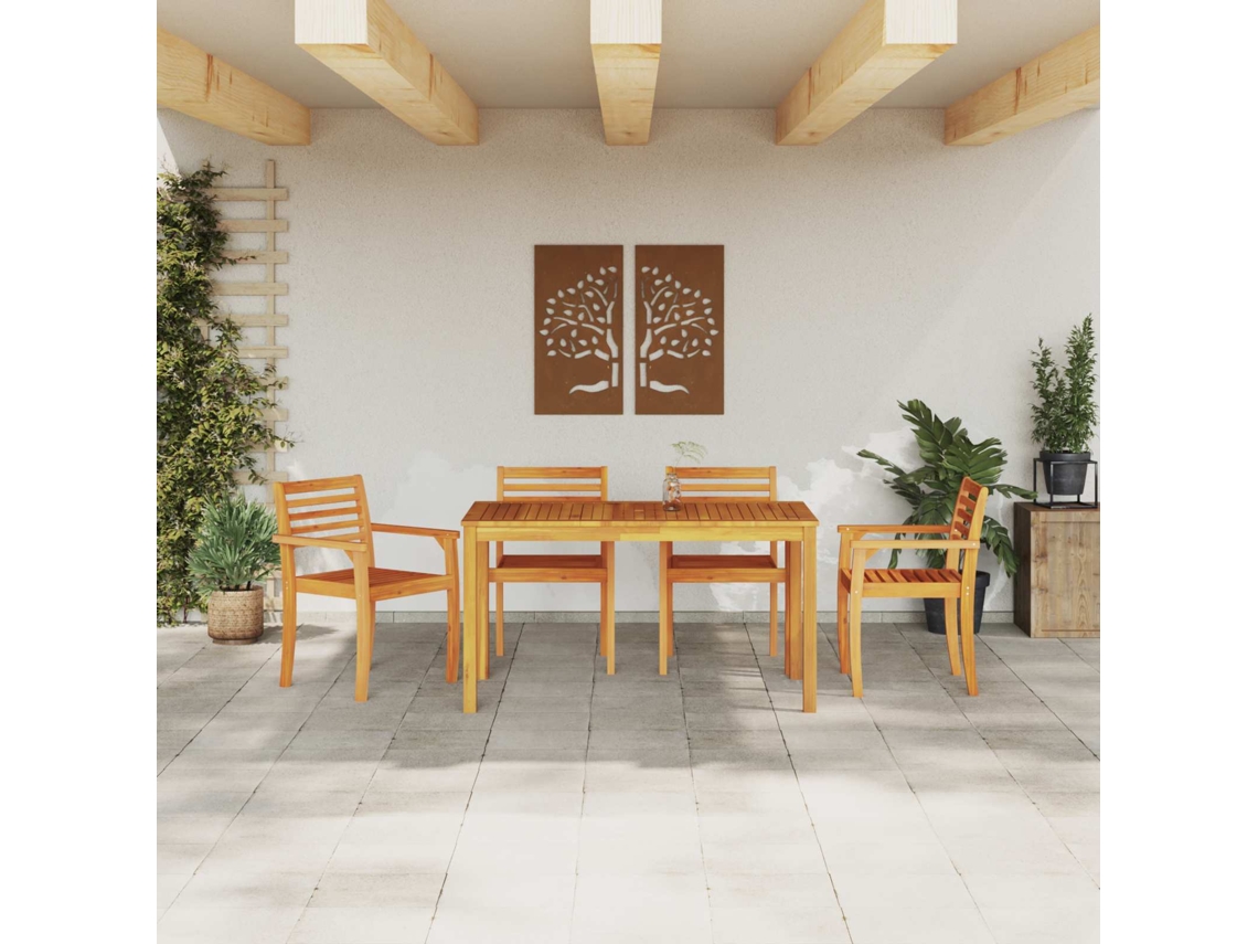 Vidaxl Conjunto De Jantar Para Jardim 5 Unid. Castanho
