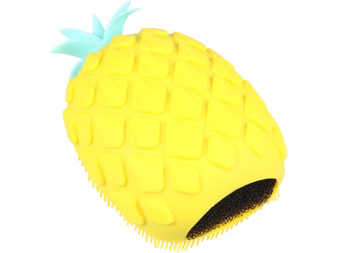 Escova De Banho Ounona Para Massagem E Limpeza Da Pele, Formato De Abacaxi, Silicone Amarelo Com Esponja Integrada Para