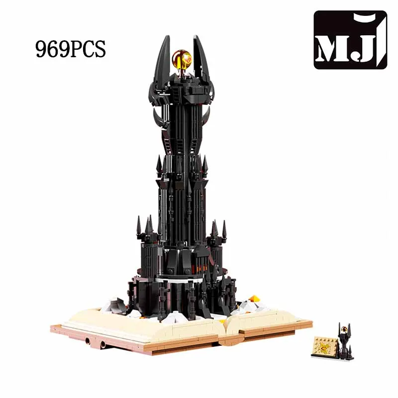 (969 Peças) Modelo De Blocos De Montar Da Torre Negra Com Luzes