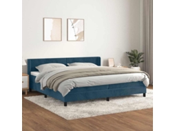 Vidaxl Cama Com Molas/colchão 200x200 Cm Veludo Azul-escuro