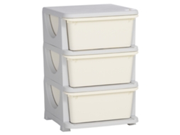 Organizador de Brinquedos com 3 Gavetas, Creme VISTA