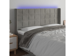Cabecero de terciopelo con luces LED 163x16x118/128cm Gris Claro