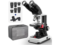 Microscópio Binocular Composto de Laboratório, Ampliação de 40x a 2500x, com Platina. SFUSHOS