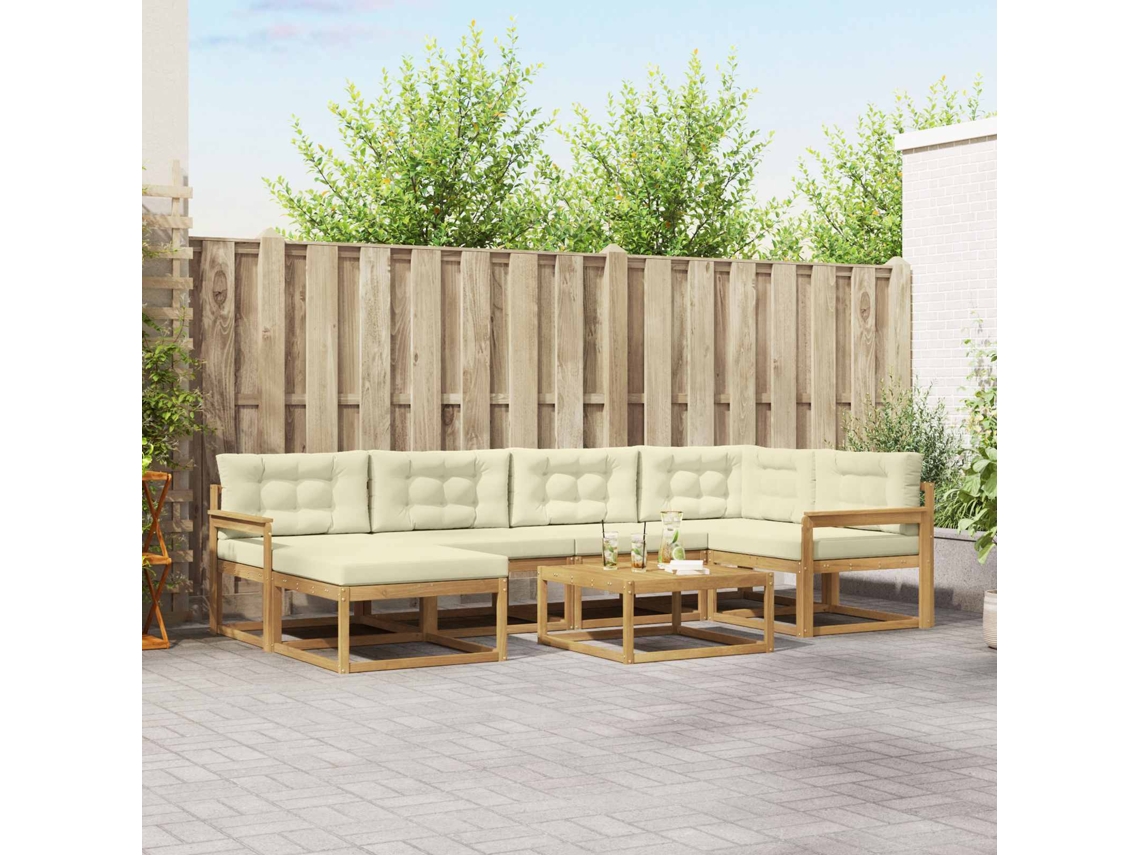 Vidaxl Conjunto De Sofás Para Exterior 7 Unid. Branco E Creme