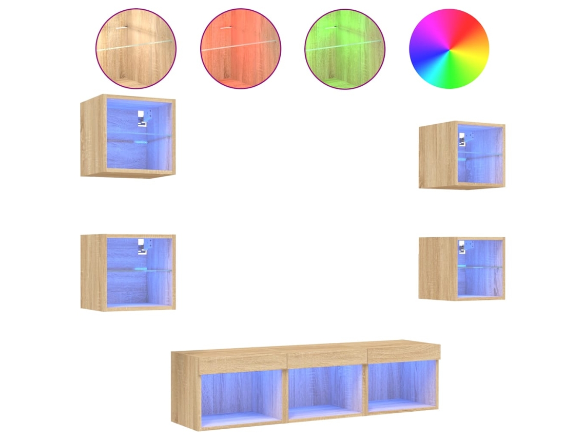 Tv Wall Unit, Tv Wall Units Vidaxl Marrom Madeira Processada (n/a)