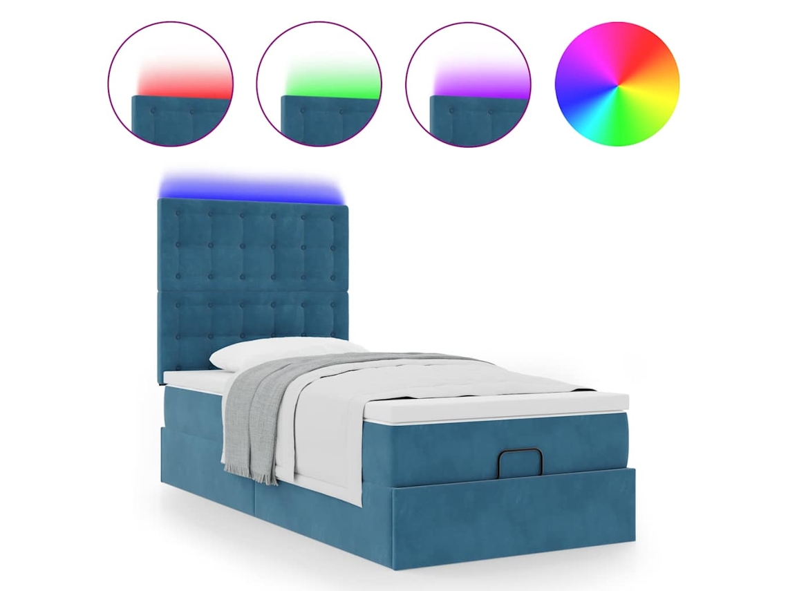 Estrutura Cama Otomana com Colchões Veludo Azul Escuro MAISON EXCLUSIVE (80x200 cm)