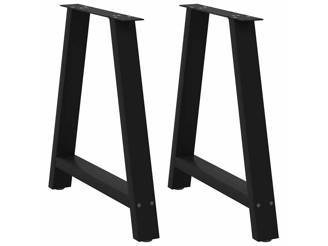 Vidaxl Pés Para Mesa De Jantar Em Formato A, 2 Peças, Preto, 70x(72-73) Cm, Aço