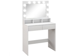 Mesa de Maquiagem BTFORUS com Espelho, Luzes LED, Gavetas e Compartimentos