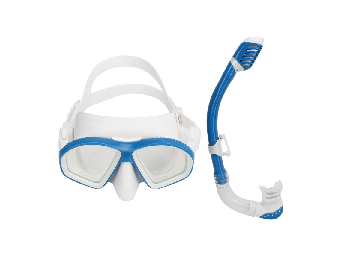 Conjunto de snorkel para crianças, óculos de mergulho antiembaçante, sem vazamento, snorkel dry top azul | S/MARCA