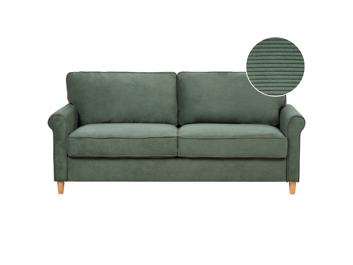 Sofá de 3 Lugares BELIANI Ronneby de Bombazine Verde Escuro 190x78x88