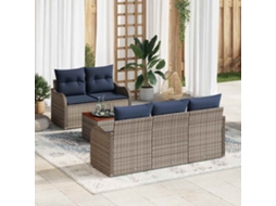 Vidaxl Conjunto De Sofá De Jardim 6 Unid. Cinzeto Vime Pe