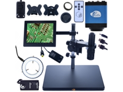 Conjunto de microscópio digital Earth Pro Mcep-0.5x – Zoom de 7x a 45x | Tela de 8 polegadas | Iluminador LED 56x
