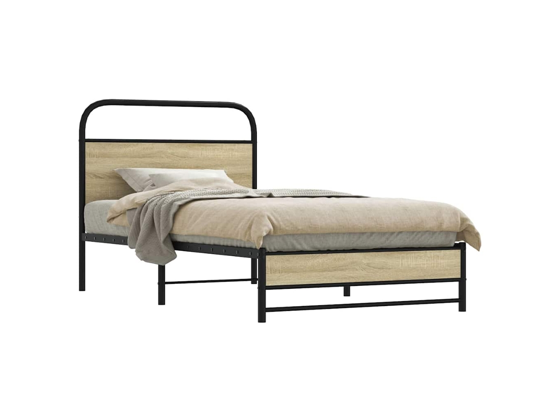 Vidaxl Estrutura Cama S/ Colchão Derivados De Madeira Carvalho Sonoma