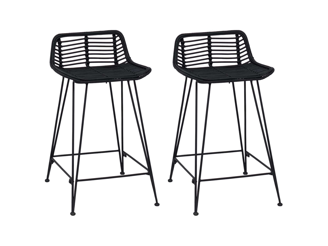 Conjunto 2 Banco De Bar Vidaxl Preto Vime (44 X 45 X 76 Cm)