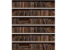 Conjunto 6 Adesivos Parede Estampa Biblioteca Simulada Escadas Pvc Impermeável Fácil Aplicar Decoração Moderna GOKOCO