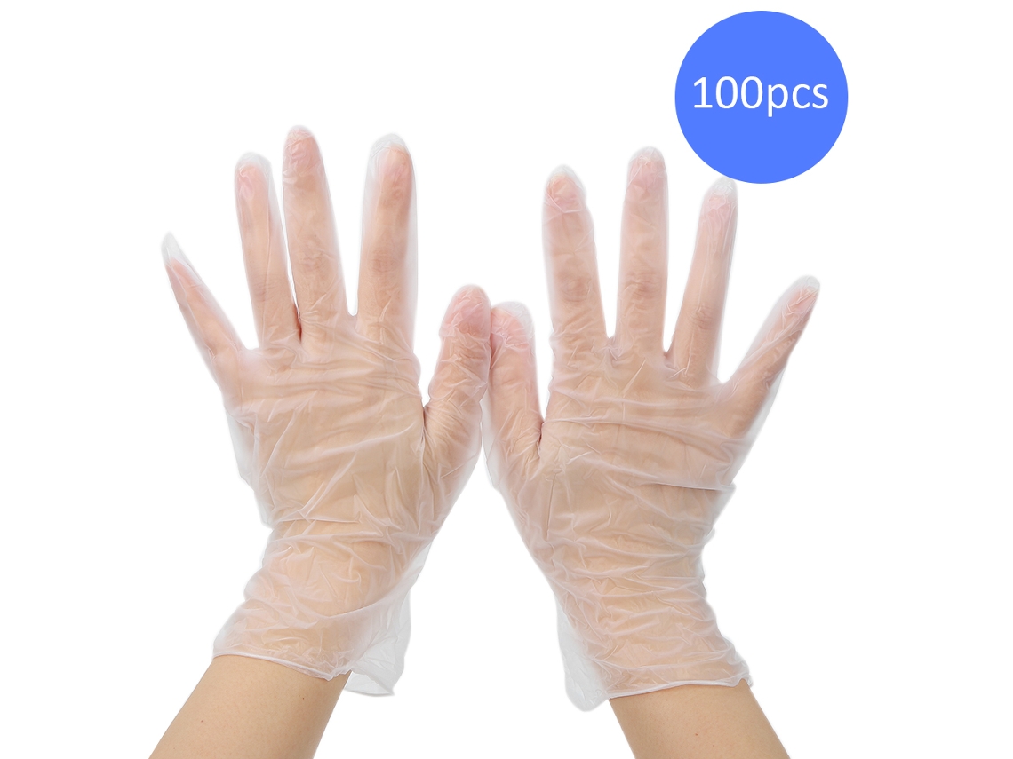 100 guantes de plástico desechables impermeables y resistentes al aceite para crear labiales caseros Vante (blancos)