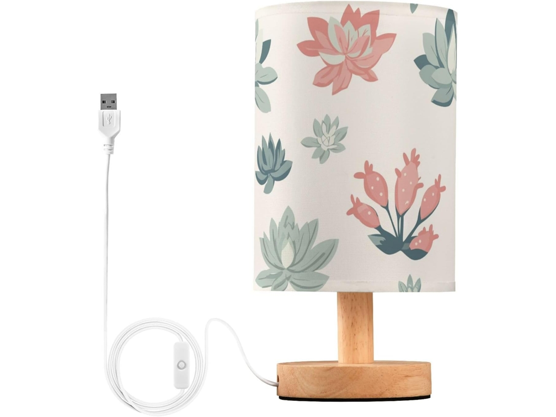 Luminária De Mesa Usb Charmosa Em Tons Verde E Vermelho Com Suculentas, Luminária De Mesa Brilhante Para Meninas, Estilo