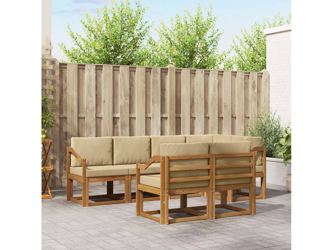 Vidaxl Conjunto De Sofás Para Exterior 7 Pcs Natural E Bege
