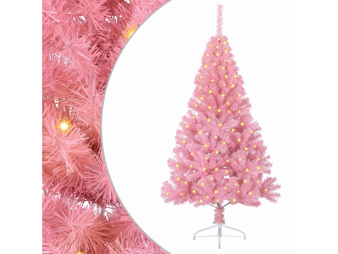 Árvore De Natal Artificial Iluminada Vidaxl Rosa Pvc (150 Cm)