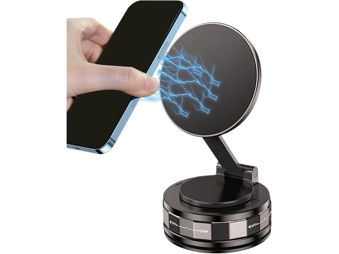 Suporte magnético para celular com ventosa, ajustável em 360°