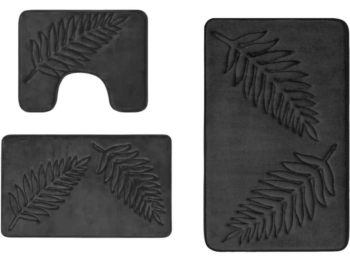 Conjunto De 3 Tapetes De Banheiro - Antiderrapante - Macio Absorvente - Tapete 40×60 Cm, Sanita 40×50 Cm, Pequeno 50×80 Cm - (cinza-b)