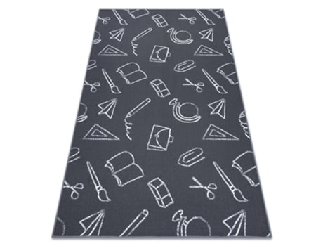 Tapete Para Crianças School Escola Cinzento (100 x 250 cm)