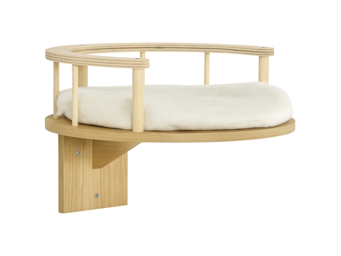 Cama De Parede Para S Com Borda Protetora E Almofada, Em Carvalho E Branco Creme, 34 X 34 X 10,5 Cm