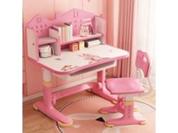 Escrivaninha Infantil Com Cadeira, Com Gaveta, Design Ergonómico Para Crianças, Material Em Placa De Madeira E Plástico, Fácil Montagem, Rosa