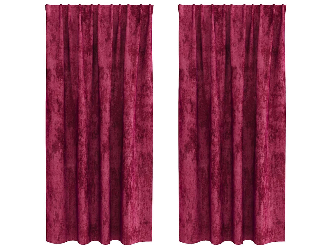 Conjunto 2 Cortinas De Veludo Vidaxl Vermelho Veludo (175 X 140 Cm)