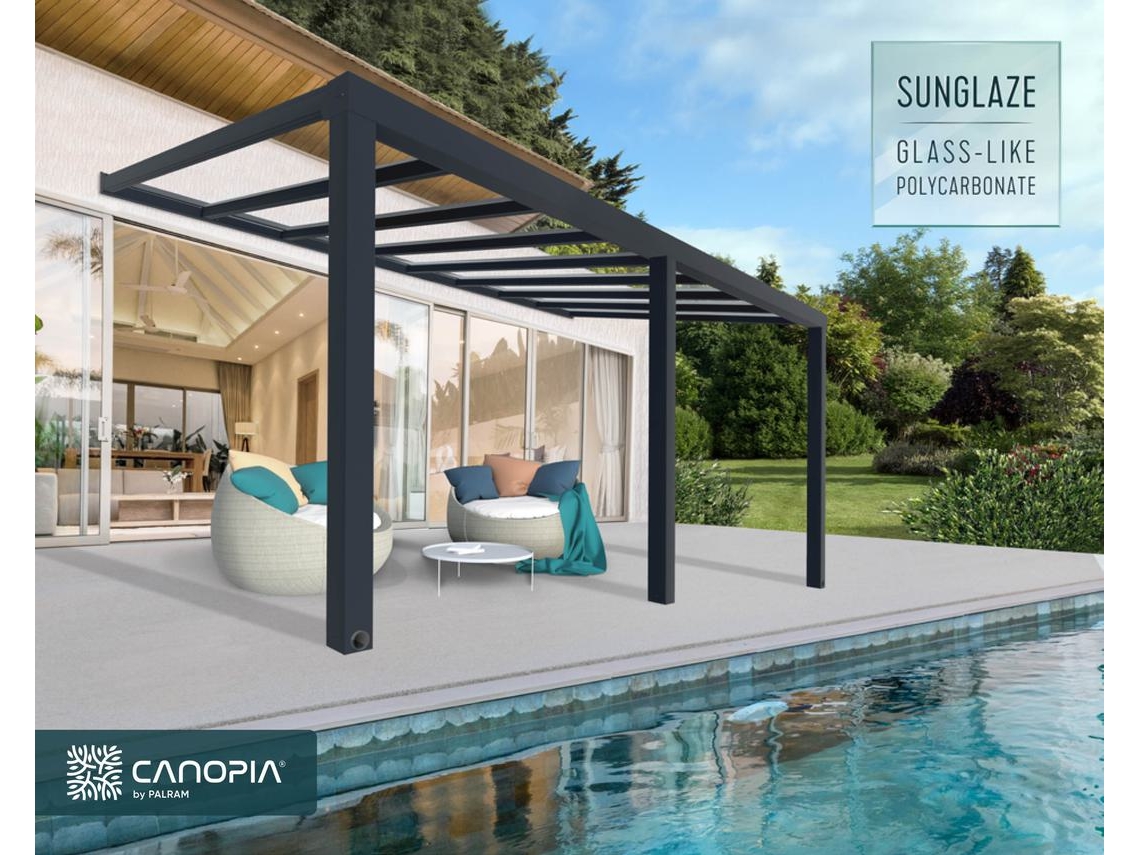 Pérgola CANOPIA Stockholm Cobertura para Terraço de Aluminio Premium 3.4X6  m Transparente